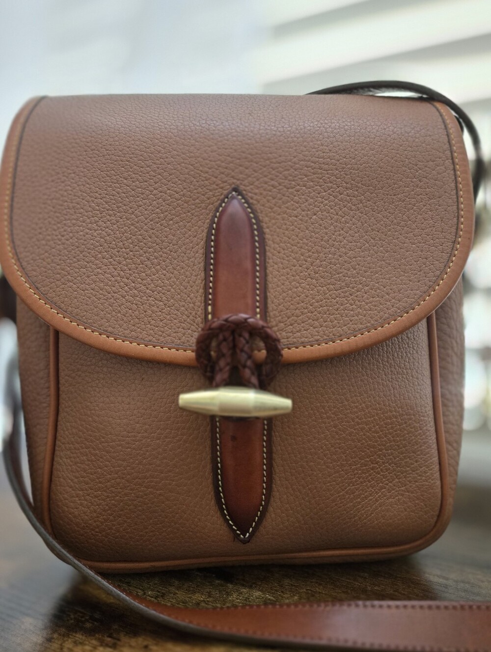 Vintage Dooney & Bourke AWL R88 Crossbody Bag – Taupe & British Tan | USA Made